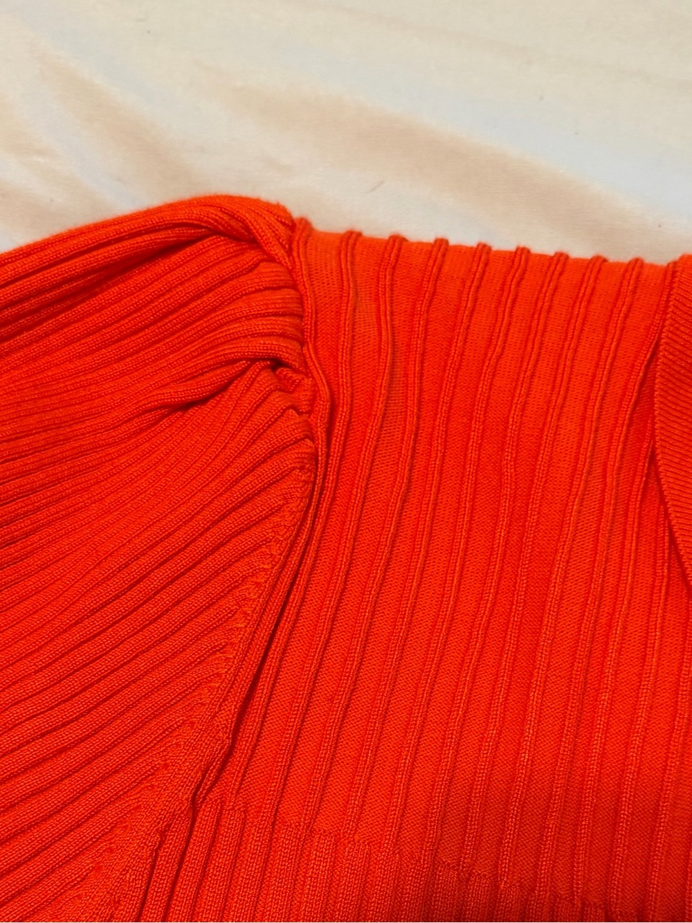 Karl Lagerfeld Orange Ribbed Polo-Style Long Sleeve Top - Picture 2 of 7